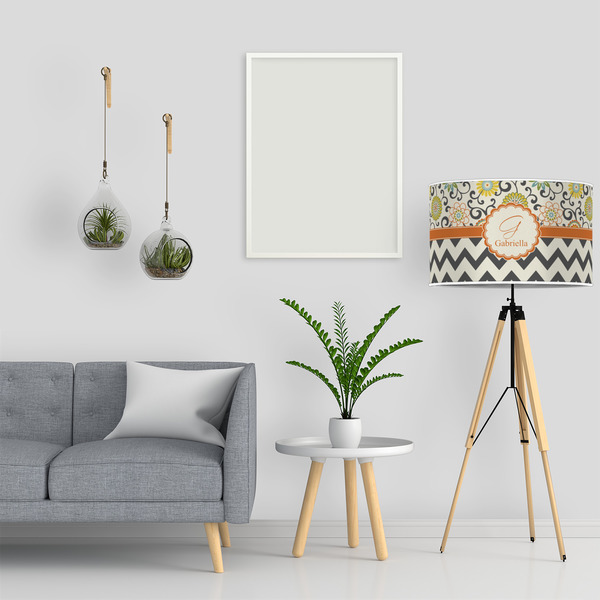 Swirls, Floral & Chevron 12" Drum Lampshade - LIFESTYLE