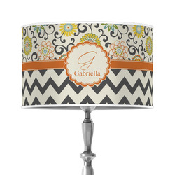 Swirls, Floral & Chevron 12" Drum Lamp Shade - Poly-film (Personalized)