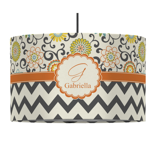 Swirls, Floral & Chevron 12" Drum Lampshade - PENDANT (Fabric)