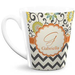 Swirls, Floral & Chevron 12 Oz Latte Mug (Personalized)