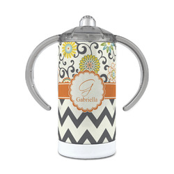 Swirls, Floral & Chevron 12 oz Stainless Steel Sippy Cup (Personalized)