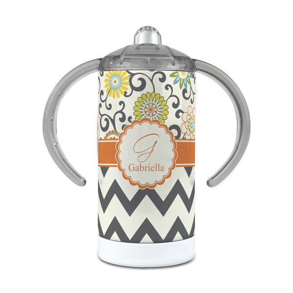 Custom Swirls, Floral & Chevron 12 oz Stainless Steel Sippy Cup (Personalized)