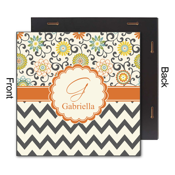 Swirls, Floral & Chevron 12x12 Wood Print - Front & Back View