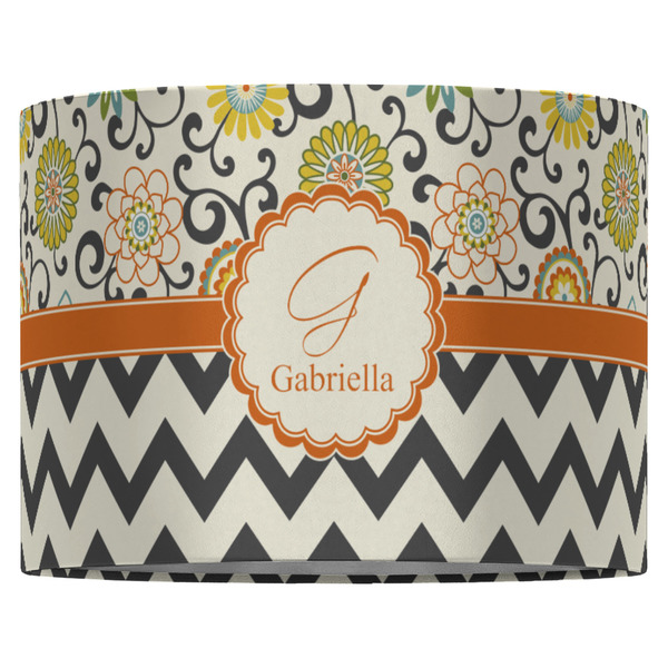Swirls, Floral & Chevron 16" Drum Lampshade - FRONT (Fabric)