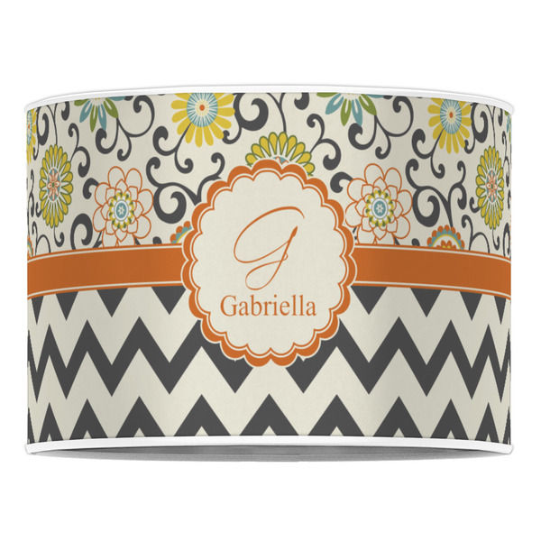 Swirls, Floral & Chevron 16" Drum Lampshade - FRONT (Poly Film)
