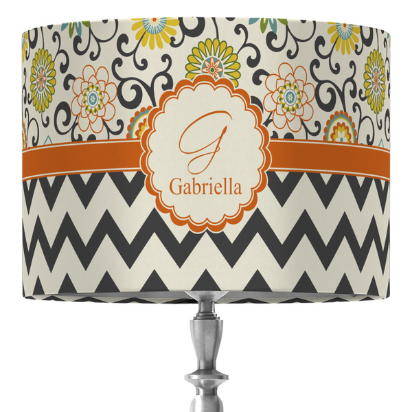 Custom Swirls, Floral & Chevron 16" Drum Lamp Shade - Fabric (Personalized)