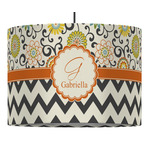 Swirls, Floral & Chevron 16" Drum Pendant Lamp - Fabric (Personalized)