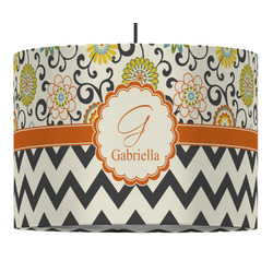 Swirls, Floral & Chevron Drum Pendant Lamp (Personalized)