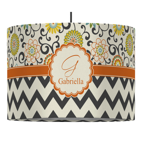 Custom Swirls, Floral & Chevron Drum Pendant Lamp (Personalized)