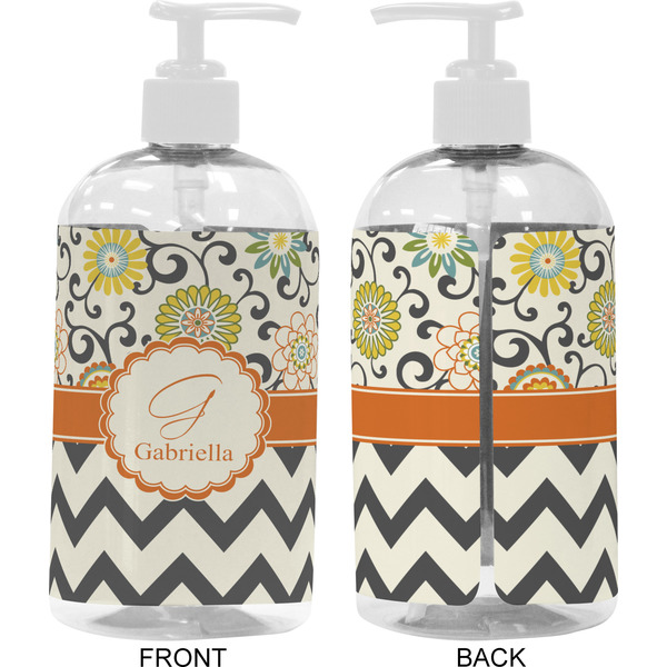 Swirls, Floral & Chevron 16 oz Plastic Liquid Dispenser- Approval- White