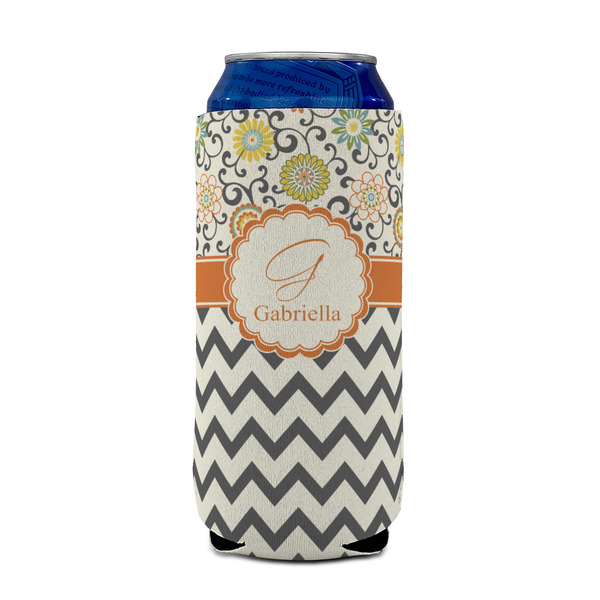 Swirls, Floral & Chevron 16oz Can Sleeve - FRONT (on can)