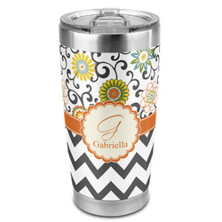 Swirls, Floral & Chevron 20oz Stainless Steel Double Wall Tumbler - Full Print (Personalized)