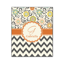 Swirls, Floral & Chevron Wood Print - 20x24 (Personalized)