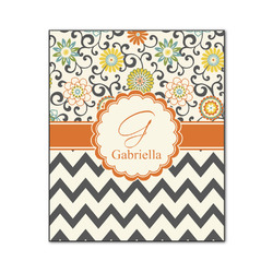 Swirls, Floral & Chevron Wood Print - 20x24 (Personalized)