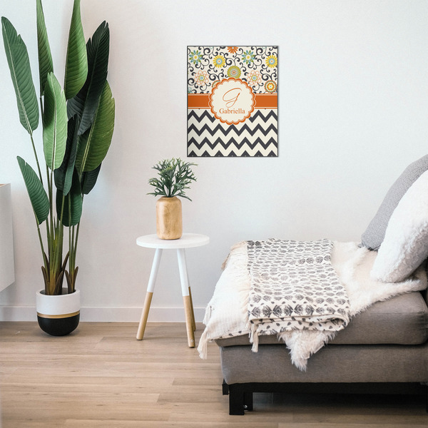 Swirls, Floral & Chevron 20x24 Wood Print - In Context