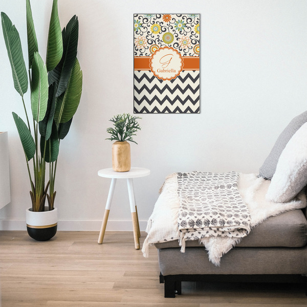 Swirls, Floral & Chevron 20x30 Wood Print - In Context