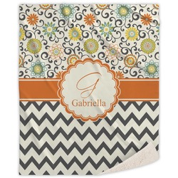Swirls, Floral & Chevron Sherpa Throw Blanket (Personalized)