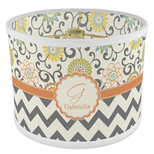 Swirls, Floral & Chevron 8" Drum Lampshade - ANGLE Poly-Film