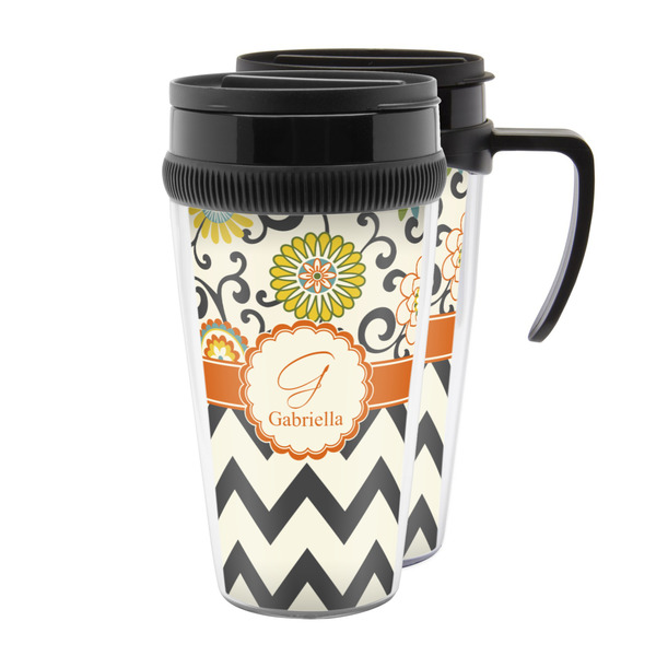 Custom Swirls, Floral & Chevron Acrylic Travel Mug (Personalized)