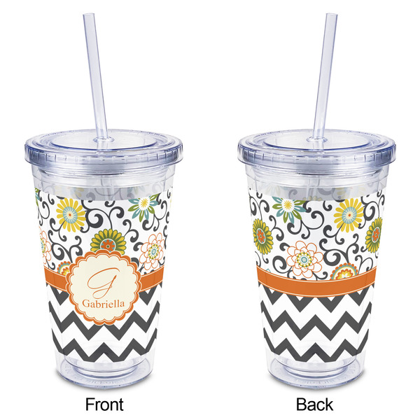 Swirls, Floral & Chevron Acrylic Tumbler - Full Print - Approval