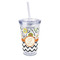 Swirls, Floral & Chevron 16oz Double Wall Acrylic Tumbler with Lid & Straw - Full Print (Personalized)