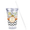 Swirls, Floral & Chevron Acrylic Tumbler - Full Print - Front straw out