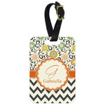Swirls, Floral & Chevron Metal Luggage Tag w/ Name and Initial