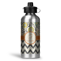 Swirls, Floral & Chevron Water Bottle - Aluminum - 20 oz (Personalized)
