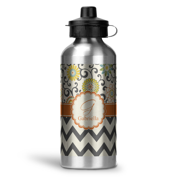 Custom Swirls, Floral & Chevron Water Bottles - 20 oz - Aluminum (Personalized)