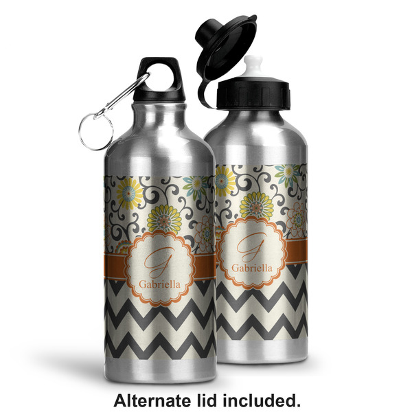 Swirls, Floral & Chevron Aluminum Water Bottle - Alternate lid options