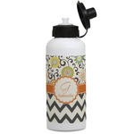 Swirls, Floral & Chevron Water Bottles - Aluminum - 20 oz - White (Personalized)