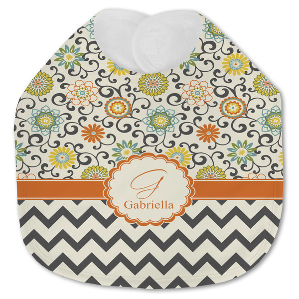 Swirls, Floral & Chevron Baby Bib - AFT closed