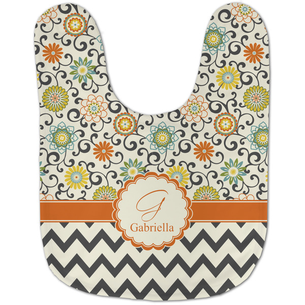 Swirls, Floral & Chevron Baby Bib - AFT flat