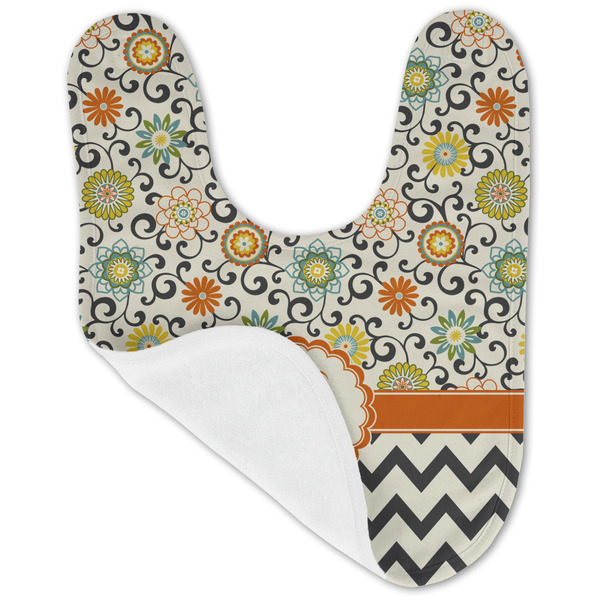 Swirls, Floral & Chevron Baby Bib - AFT folded