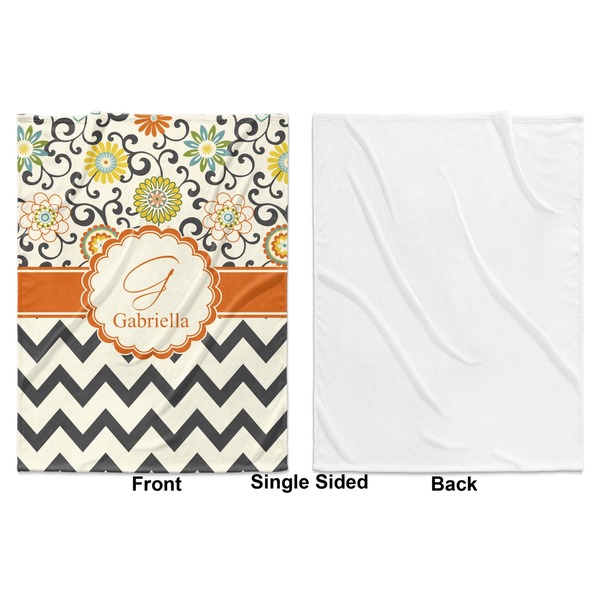 Swirls, Floral & Chevron Baby Blanket (Single Side - Printed Front, White Back)