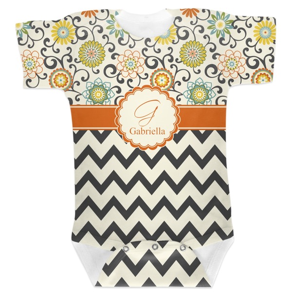 Custom Swirls, Floral & Chevron Baby Bodysuit 3-6 (Personalized)