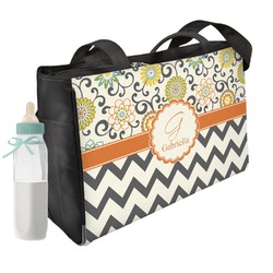 Swirls, Floral & Chevron Diaper Bag w/ Name and Initial