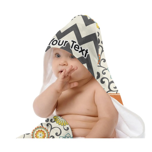 Swirls, Floral & Chevron Baby Hooded Towel on Child