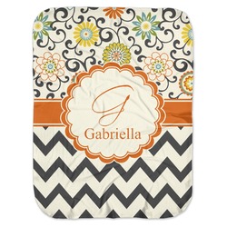 Swirls, Floral & Chevron Baby Swaddling Blanket (Personalized)