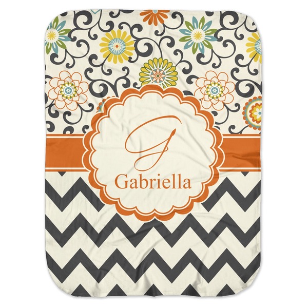 Custom Swirls, Floral & Chevron Baby Swaddling Blanket (Personalized)