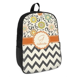 Swirls, Floral & Chevron Kids Backpack (Personalized)