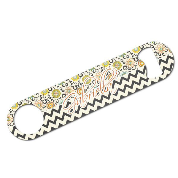 Custom Swirls, Floral & Chevron Bar Bottle Opener w/ Name and Initial