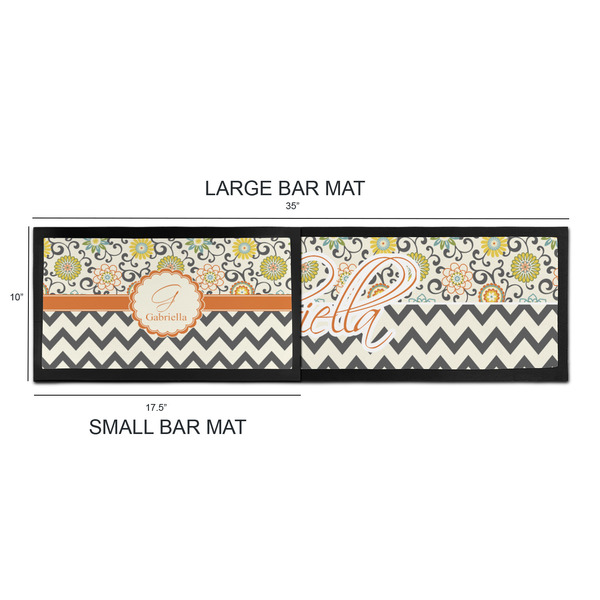 Swirls, Floral & Chevron Bar Mats - Sizing Chart