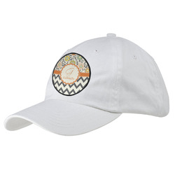 Swirls, Floral & Chevron Baseball Cap - White (Personalized)