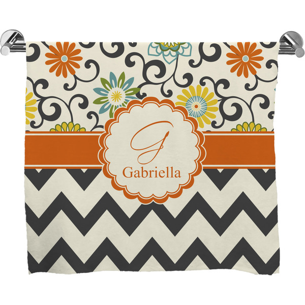 Custom Swirls, Floral & Chevron Bath Towel (Personalized)
