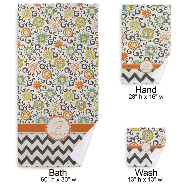 Swirls, Floral & Chevron Bath Towel Sets - 3-piece - Approval