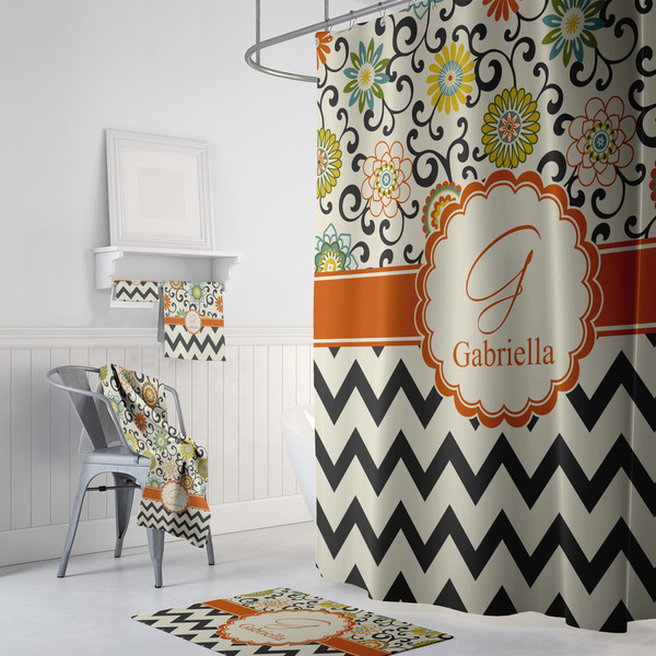 Swirls, Floral & Chevron Bath Towel Sets - 3-piece - In Context