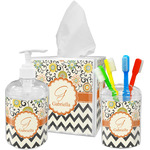 Swirls, Floral & Chevron Acrylic Bathroom Accessories Set w/ Name and Initial