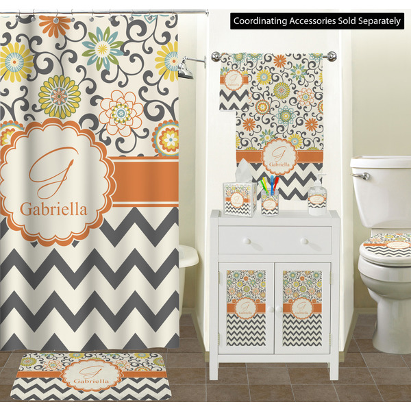 Swirls, Floral & Chevron Bathroom Scene