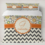 Swirls, Floral & Chevron Duvet Cover Set - King (Personalized)